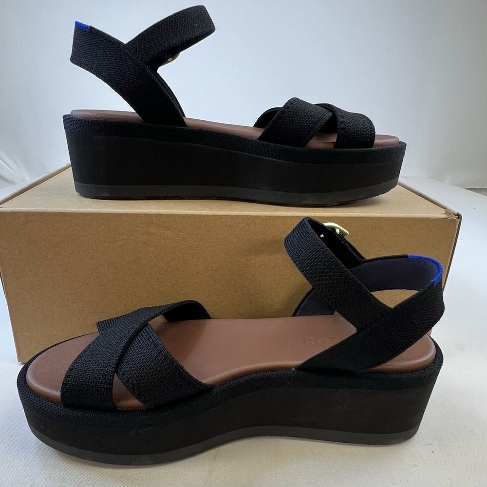 Rothy's The Criss-Cross Lightweight Wedge Sandal Women's Shoe Size US 8 Black
